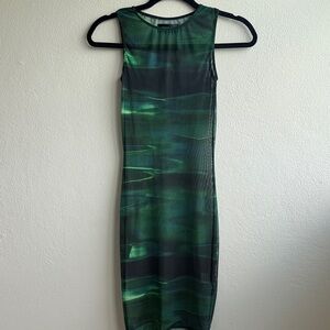 Chic Green Patterned Meah Mini Dress